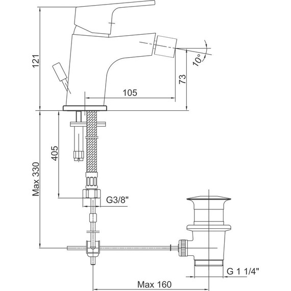 Смеситель для биде E.C.A. Tiera 102110195C1EX, черный матовый фото 6