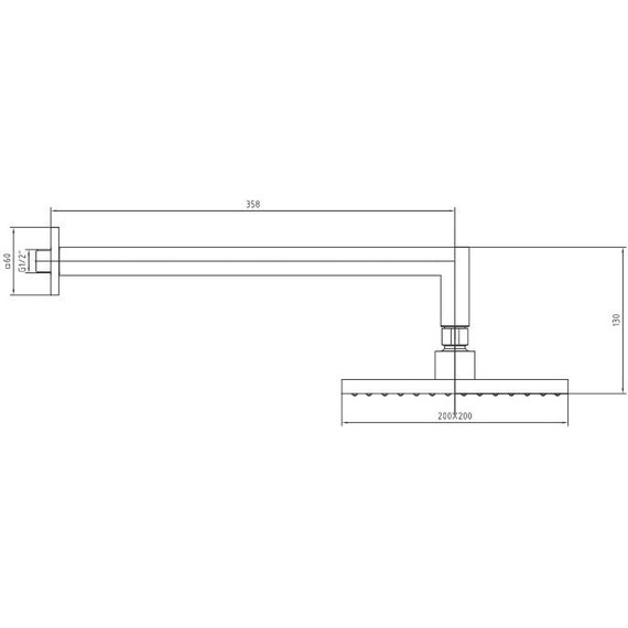 Верхний душ E.C.A. Tiera 102145031C1EX 200x200 мм, черный матовый фото 2