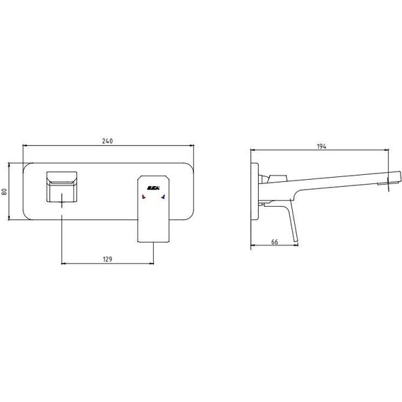 Смеситель для раковины настенный E.C.A. Tiera 102167605C1EX-K, черный матовый фото 6