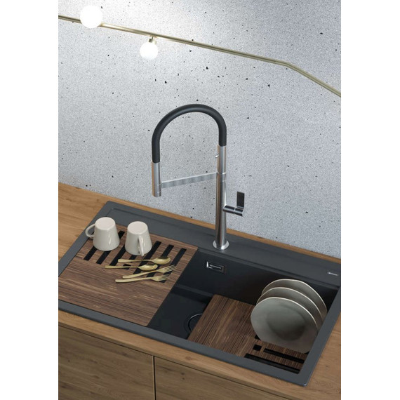 Смеситель для кухни Omoikiri Osaka C-BL 4994333, хром/чёрный фото 2