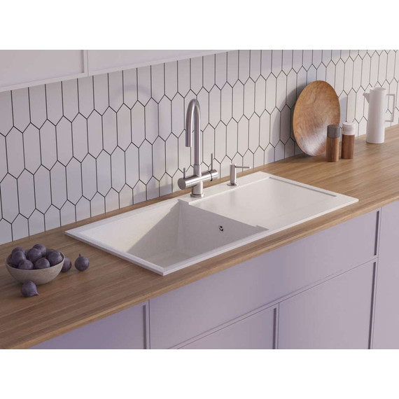 Кухонная мойка Omoikiri Sakaime 100 WH 4993887, белый, Цвет производителя: белый - 2 Кухонная мойка Omoikiri Sakaime 100 WH 4993887, белый, Цвет производителя: белый фото 2