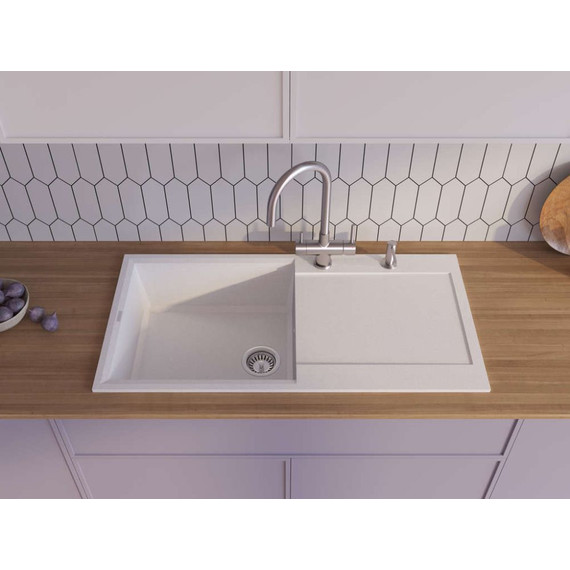 Кухонная мойка Omoikiri Sakaime 100 WH 4993887, белый, Цвет производителя: белый - 3 Кухонная мойка Omoikiri Sakaime 100 WH 4993887, белый, Цвет производителя: белый фото 3