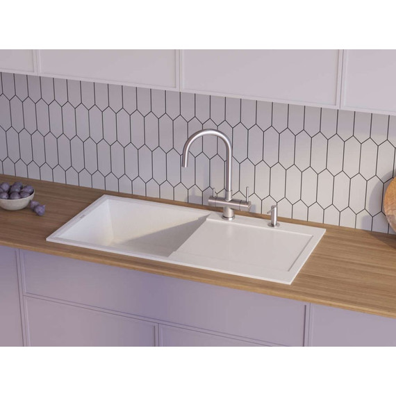 Кухонная мойка Omoikiri Sakaime 100 WH 4993887, белый, Цвет производителя: белый - 4 Кухонная мойка Omoikiri Sakaime 100 WH 4993887, белый, Цвет производителя: белый фото 4