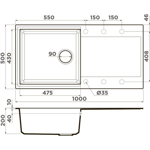 Кухонная мойка Omoikiri Sakaime 100 WH 4993887, белый, Цвет производителя: белый - 5 Кухонная мойка Omoikiri Sakaime 100 WH 4993887, белый, Цвет производителя: белый фото 5