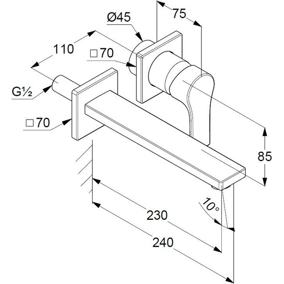 Смеситель для раковины настенный Kludi Zenta SL 230 мм 482450565 фото 2