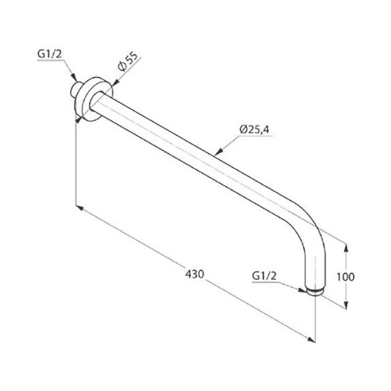 Кронштейн стеновой для верхнего душа Kludi A-QA 6651439-00, 400 мм, чёрный матовый фото 2