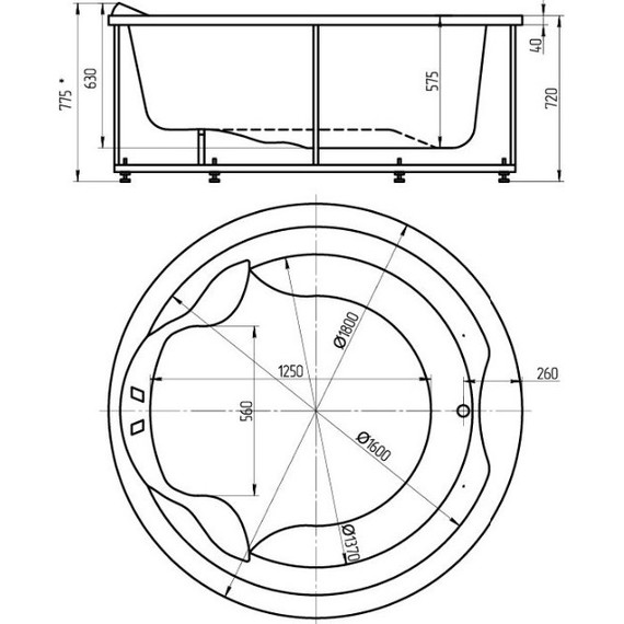 Ванна гидромассажная Aquatek Аура 180x180 см модель 2 фото 5
