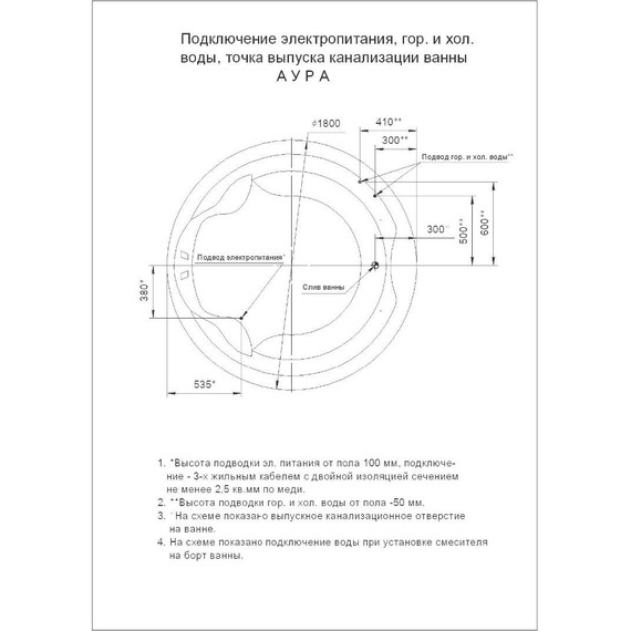 Ванна гидро-аэромассажная Aquatek Аура 180x180 см фото 7