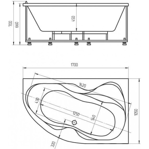 Ванна гидро-аэромассажная Aquatek Вега 170x105 см L фото 5