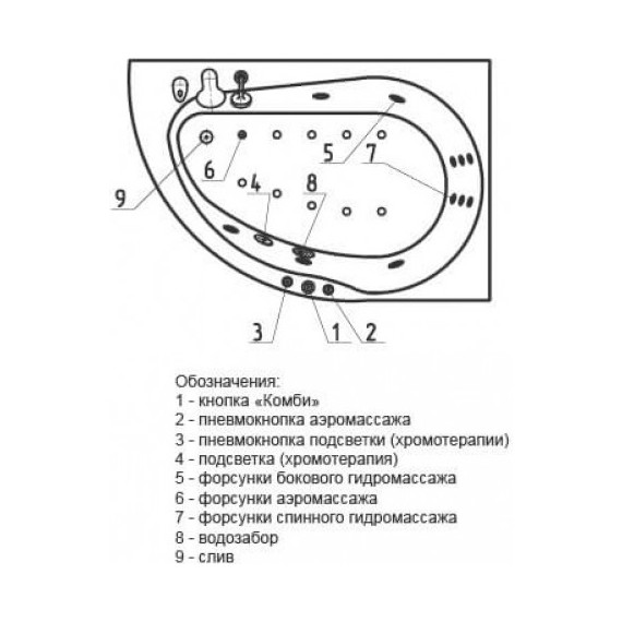 Ванна гидромассажная Aquatek Вирго 150x100 см R модель 2 фото 5