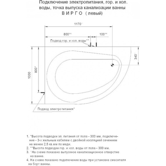 Ванна гидромассажная Aquatek Вирго 150x100 см L модель 2 фото 6