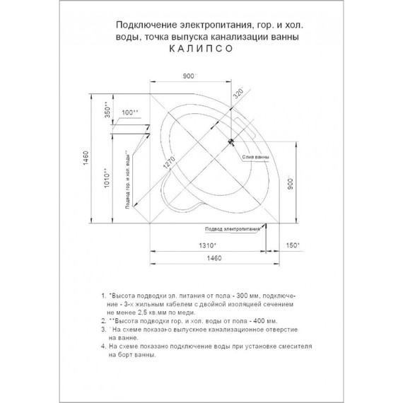 Ванна гидромассажная Aquatek Калипсо 146x146 см модель 2 фото 6