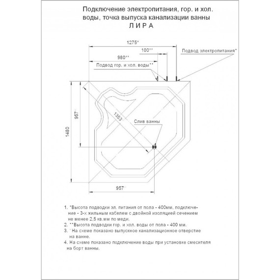 Ванна гидро-аэромассажная Aquatek Лира 150x150 см фото 6