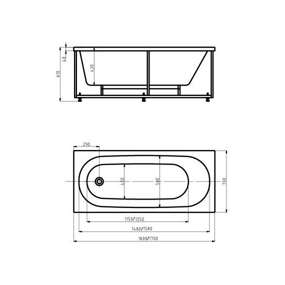 Ванна гидромассажная Aquatek Оберон 170x70 см модель 2 фото 5