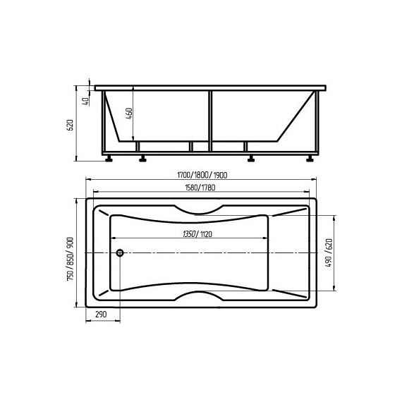 Ванна гидромассажная Aquatek Феникс 190x90 см модель 2 фото 6