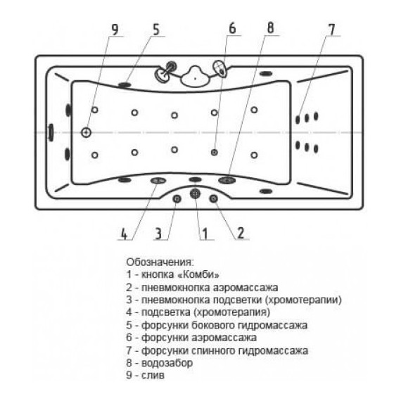 Ванна гидро-аэромассажная Aquatek Феникс 150x75 см фото 5