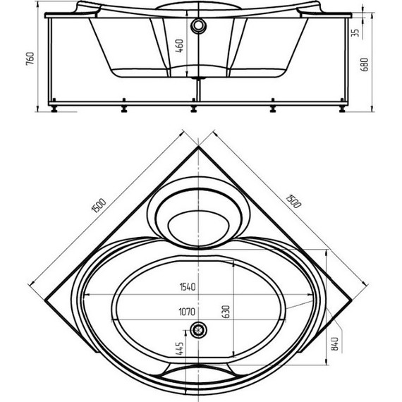 Ванна гидромассажная Aquatek Эпсилон 150x150 см модель 2 фото 3
