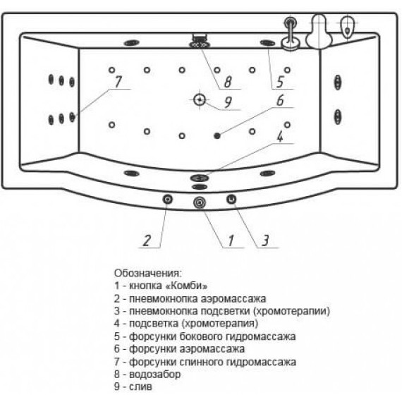 Ванна гидромассажная Aquatek Гелиос 180x90 см модель 2 фото 5