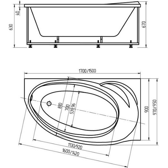 Ванна гидро-аэромассажная Aquatek Бетта 170x97 см L фото 6