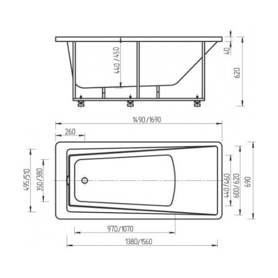 Ванна гидро-аэромассажная Aquatek Либра 150x70 см фото 4