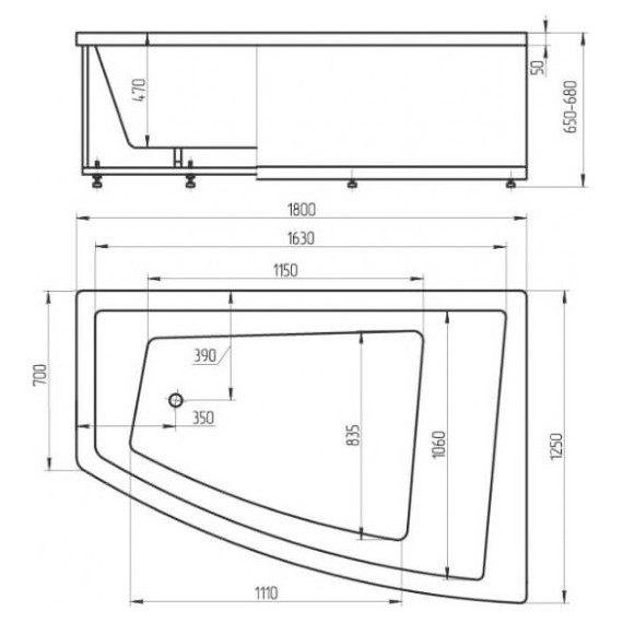 Ванна гидро-аэромассажная Aquatek Оракул 180x125 см R фото 4