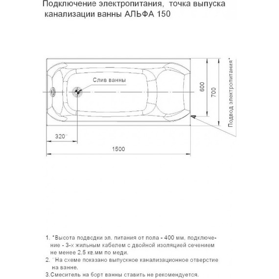 Ванна гидромассажная Aquatek Альфа 150x70 см модель 2 фото 2