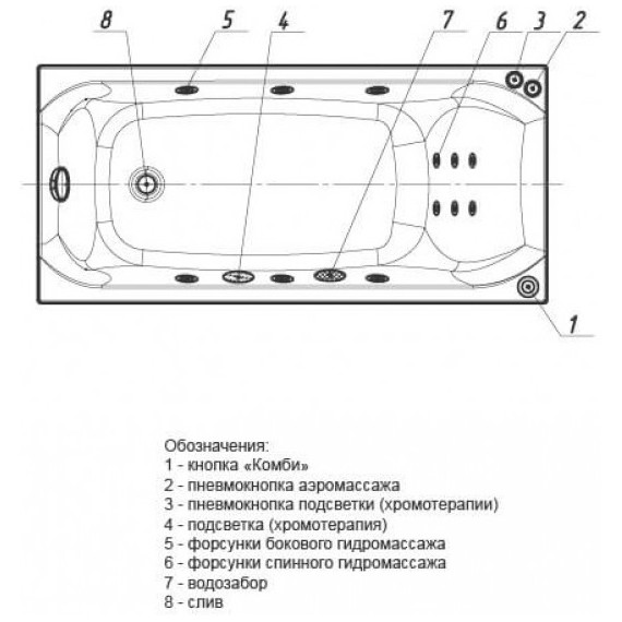 Ванна гидро-аэромассажная Aquatek Альфа 170x70 см фото 5