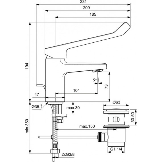 Смеситель для раковины локтевой Ideal Standard Ceraplan BD218AA фото 5