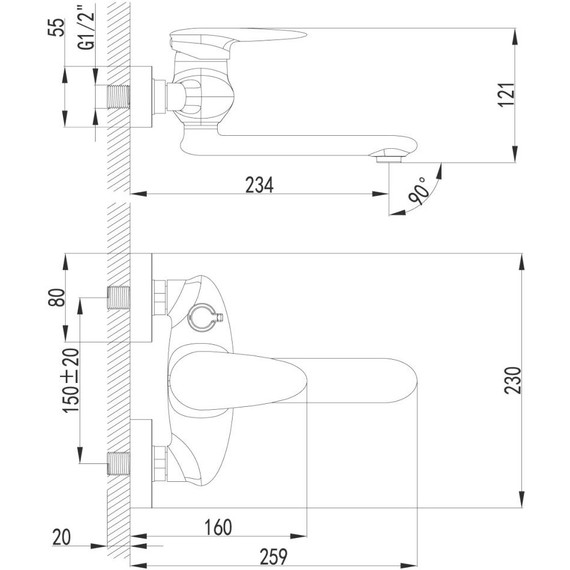 Смеситель для ванны Lemark Status LM4414C фото 2