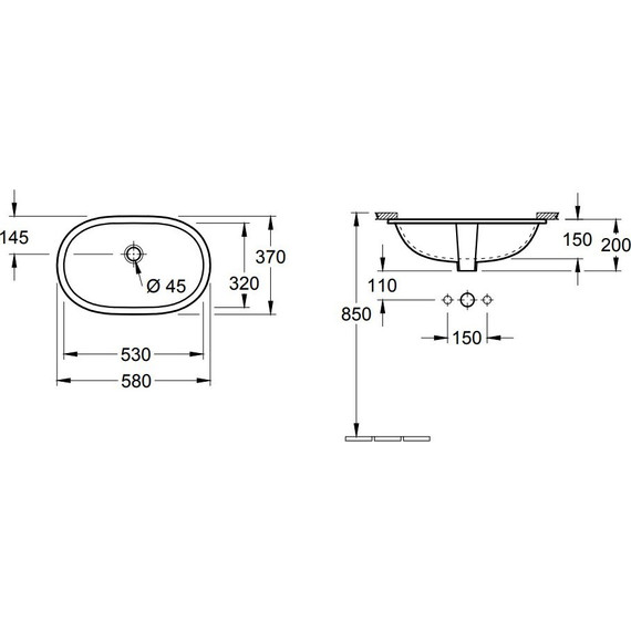 Раковина врезная под столешницу Villeroy&Boch O.Novo 58 см 41625001 - 3 Раковина врезная под столешницу Villeroy&Boch O.Novo 58 см 41625001 фото 3