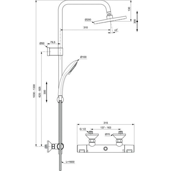 Душевая стойка с термостатом Ideal Standard Ceratherm T25 A7701AA - 7 Душевая стойка с термостатом Ideal Standard Ceratherm T25 A7701AA фото 7
