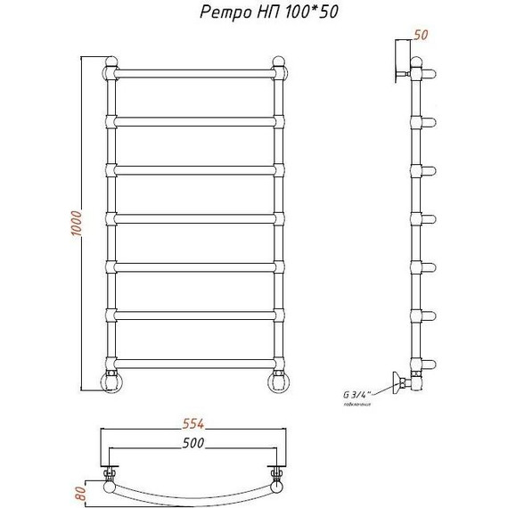Полотенцесушитель водяной Тругор Ретро НП П7 500х1000 мм фото 7