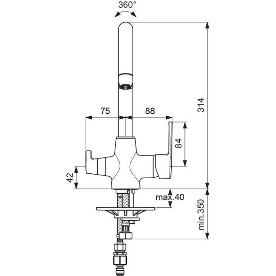 Смеситель для кухни Vidima Uno BA356XG, черный матовый - 3 Смеситель для кухни Vidima Uno BA356XG, черный матовый фото 3