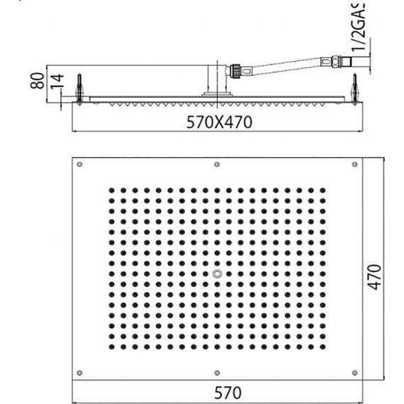 Верхний душ Bossini Dream-Flat 570x470 мм H38391.073, черный матовый - 2 Верхний душ Bossini Dream-Flat 570x470 мм H38391.073, черный матовый фото 2