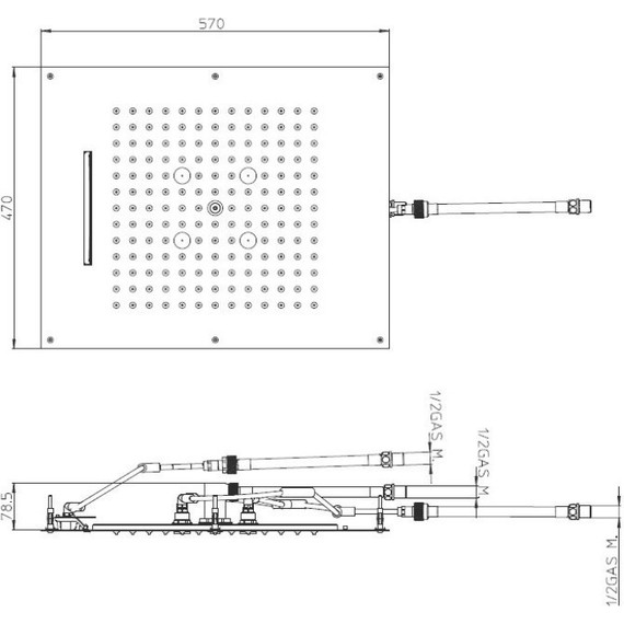 Верхний душ Bossini Dream 3 Sprays 570x470 мм H38930.030 фото 2