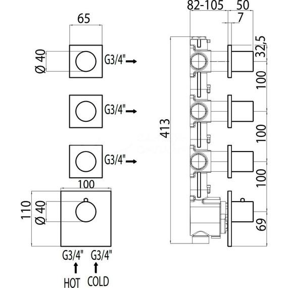 Смеситель для ванны с термостатом Bossini Oki Z031205.030 фото 5