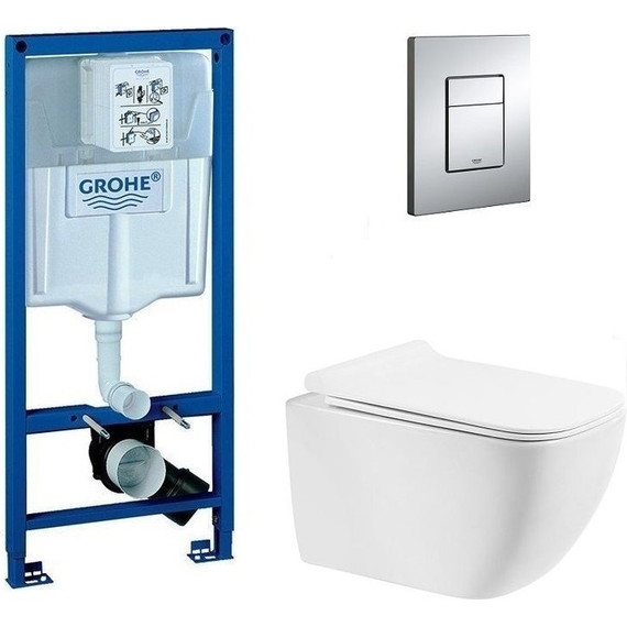Инсталляция Grohe Rapid SL с подвесным безободковым унитазом BelBagno Alpina фото 
