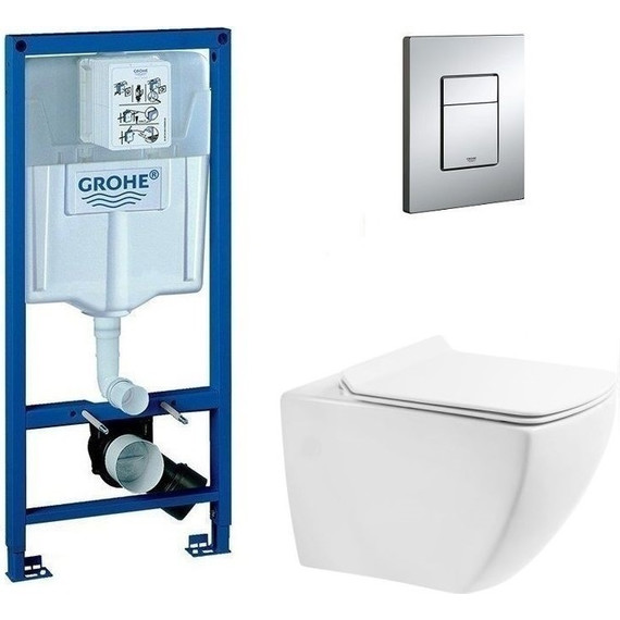 Инсталляция Grohe Rapid SL с подвесным безободковым унитазом BelBagno Carina фото 