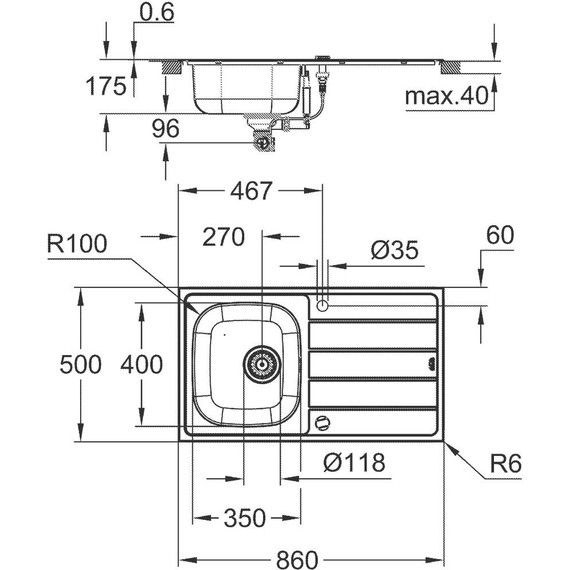 Кухонная мойка + смеситель Grohe K200 31562SD1, нержавеющая сталь фото 3