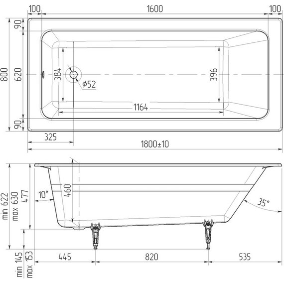 Ванна чугунная Wotte Line Plus 180x80 см фото 6