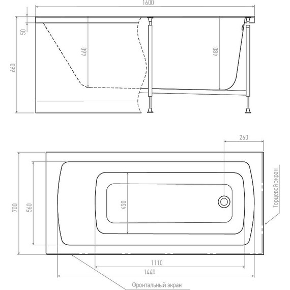 Ванна акриловая Alex Baitler Garda 160x70 см, Размер - мм: 1600х700 фото 4