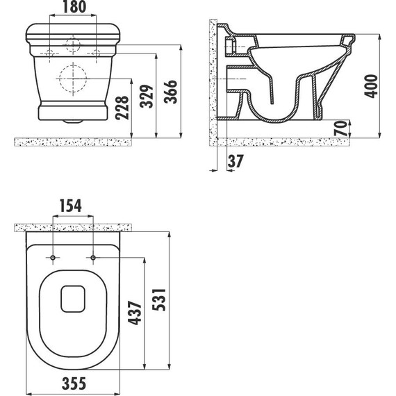 Унитаз-биде подвесной Creavit Antik AN320.00000 фото 5