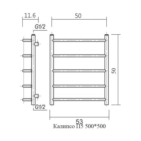 Полотенцесушитель водяной Domoterm Калипсо П5 500х500 мм фото 4