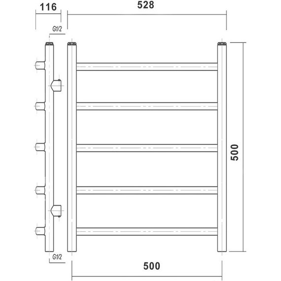 Полотенцесушитель водяной Domoterm Калипсо БЕЛ П5 500x500 мм, белый фото 5