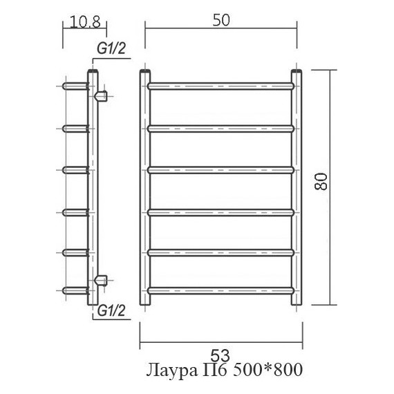 Полотенцесушитель водяной Domoterm Лаура П6 500х800 мм фото 5