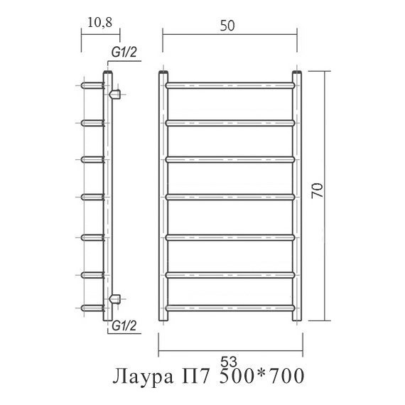 Полотенцесушитель водяной Domoterm Лаура П7 500х700 мм фото 5