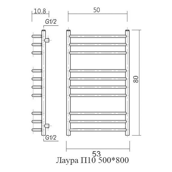 Полотенцесушитель водяной Domoterm Лаура П10 500х800 мм фото 5