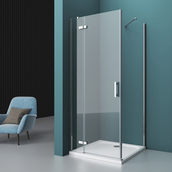 Душевое ограждение BelBagno 100х90 см KRAFT-AH-12-100/90-C-Cr-L, хром/прозрачное фото 