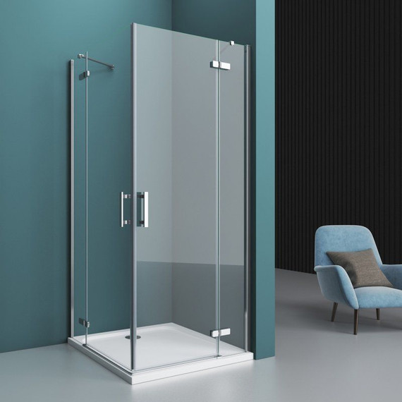 Душевое ограждение BelBagno 100х80 см KRAFT-AH-22-100/80-C-Cr-R, хром/прозрачное фото 