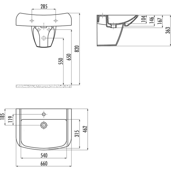 Раковина подвесная Creavit Bull 66 см BL065.00000 фото 8